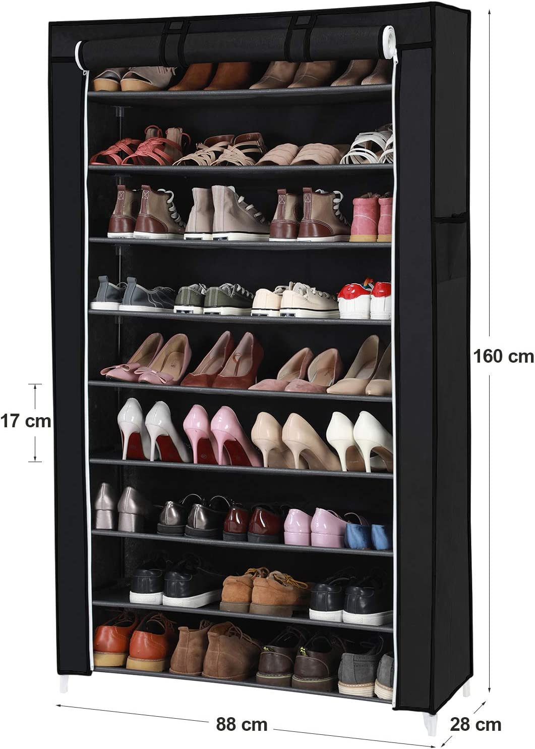 Regał na buty, czarny, 84 cm