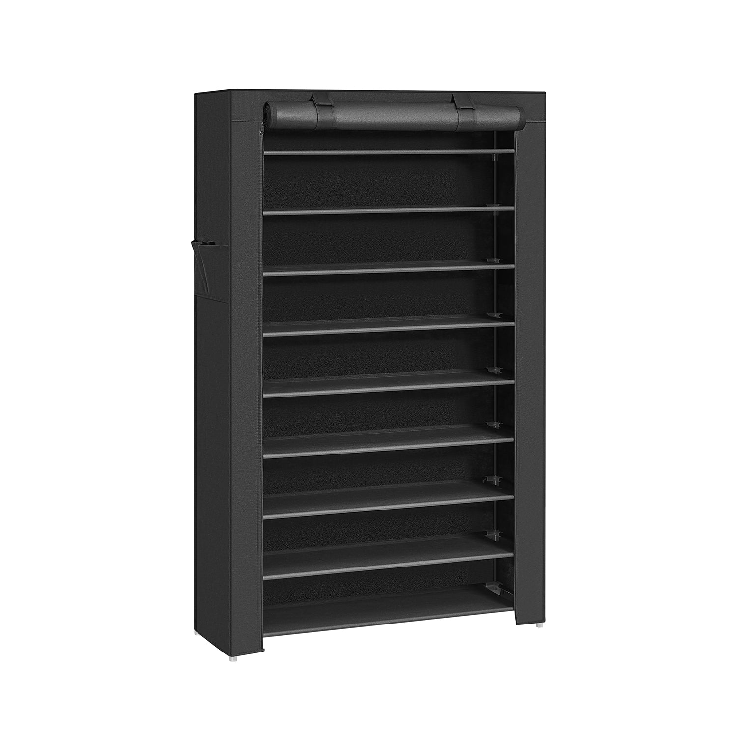 10-poziomowa czarna półka na buty z pokrywą 88 cm
