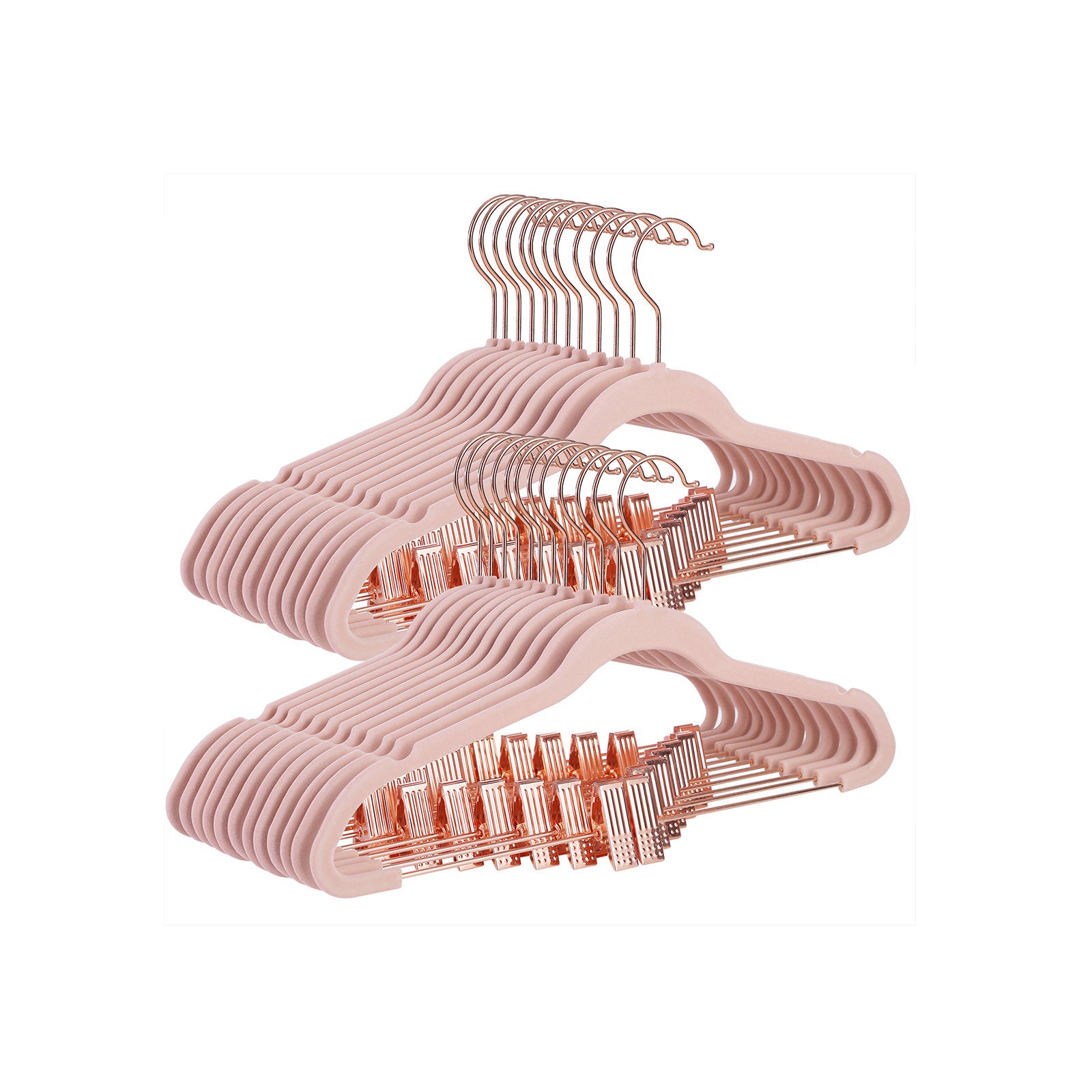 Wieszaki welurowe, coral pink