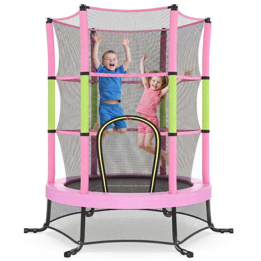 Trampolina dziecięca 174 cm z siatką różowa