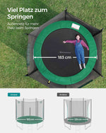 Trampolina ogrodowa 183 cm z siatką zielona