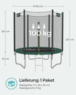 Trampolina ogrodowa 183 cm z siatką zielona