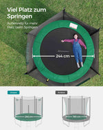 Trampolina ogrodowa z siatką 244 cm zielona