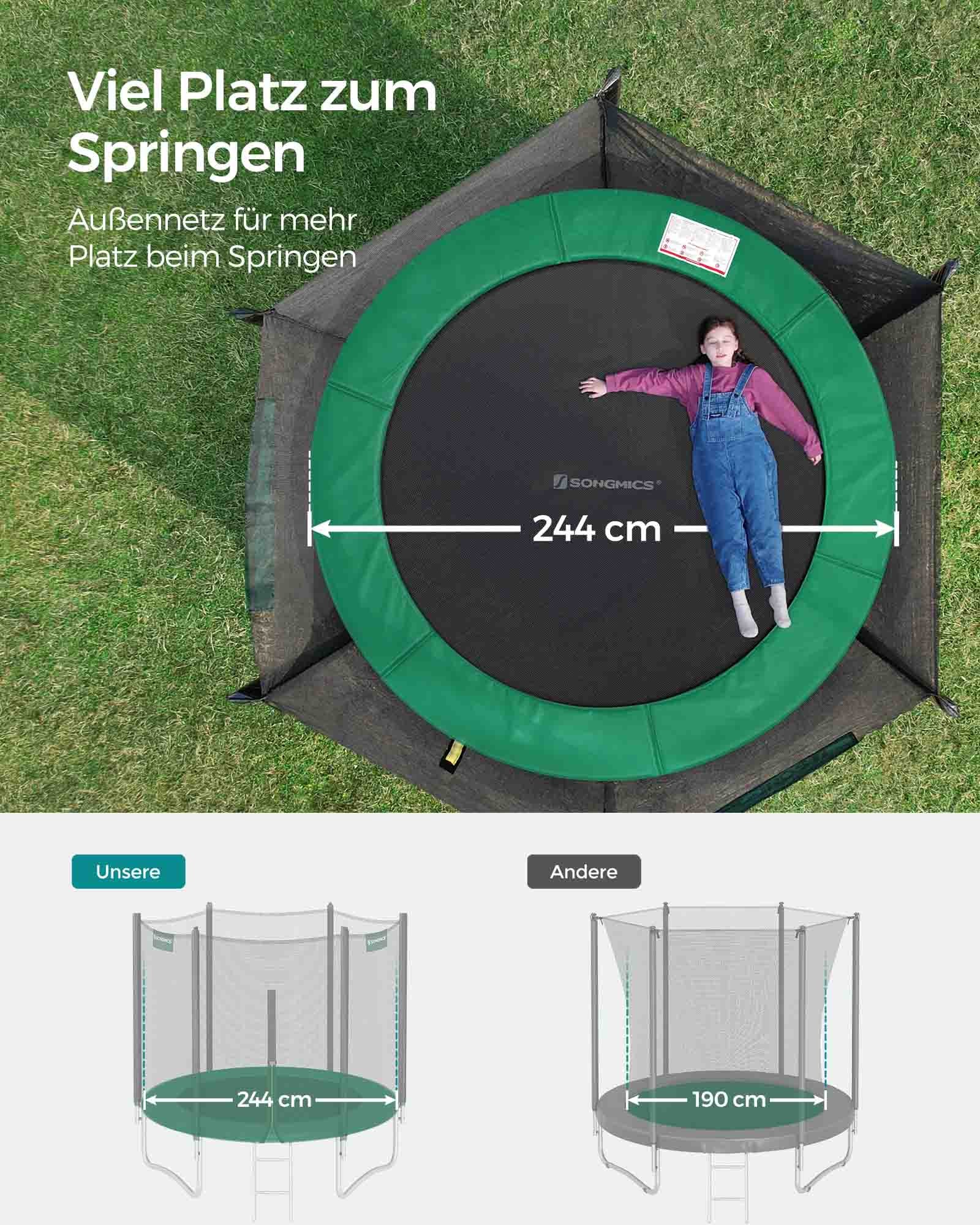 Trampolina ogrodowa z siatką 244 cm zielona