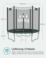 Trampolina ogrodowa z siatką 244 cm zielona