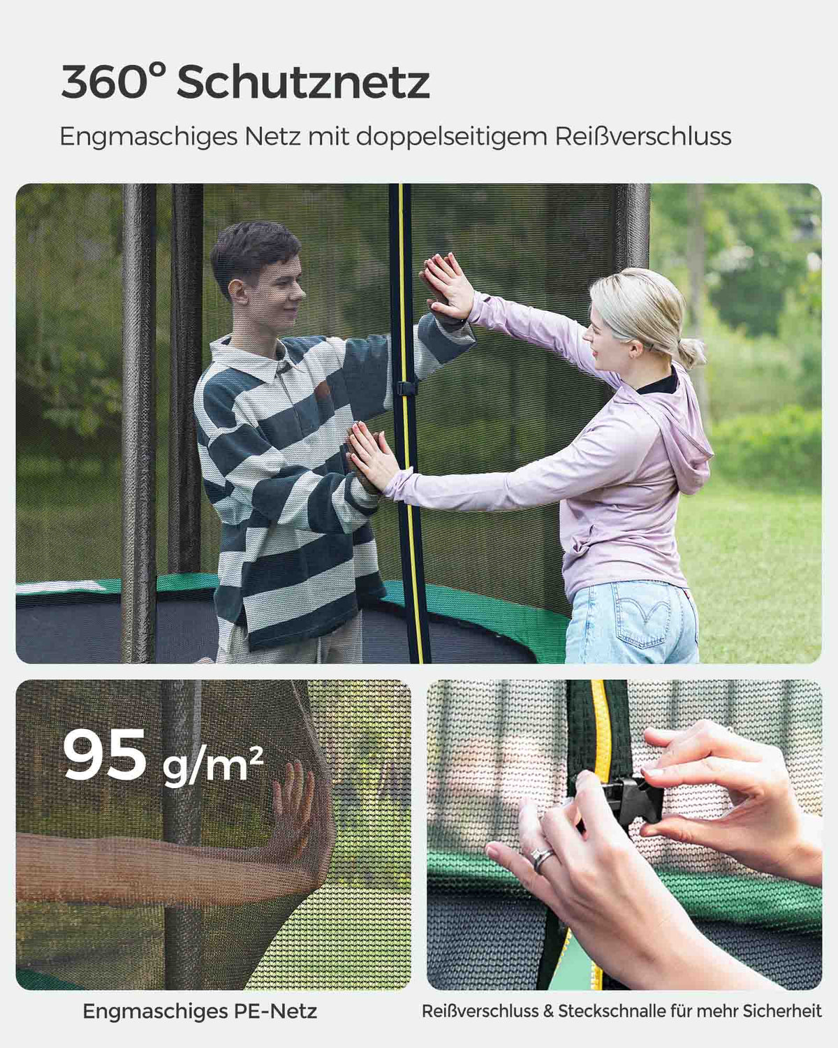 Trampolina ogrodowa z siatką 244 cm zielona