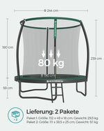 Trampolina ogrodowa 244 cm z siatką i drabinką