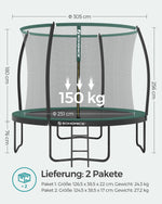 Trampolina ogrodowa z siatką 305 cm