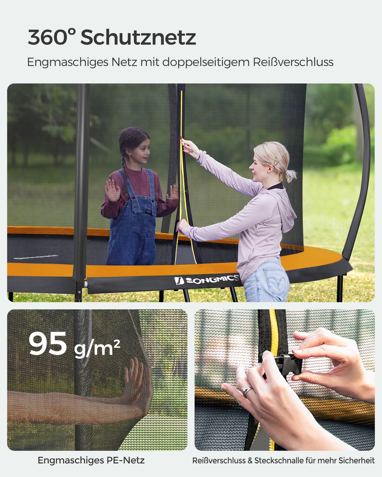 Trampolina ogrodowa ø 305 cm z siatką i drabinką