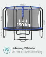Trampolina ogrodowa 305 cm z siatką i drabinką