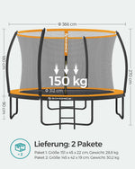 Trampolina ogrodowa 366 cm z siatką zabezpieczającą