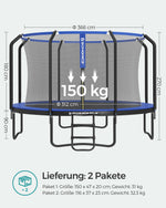 Trampolina ogrodowa 366 cm z siatką ochronną