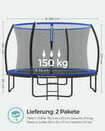 Trampolina ogrodowa z siatką Ø 366 cm z drabinką