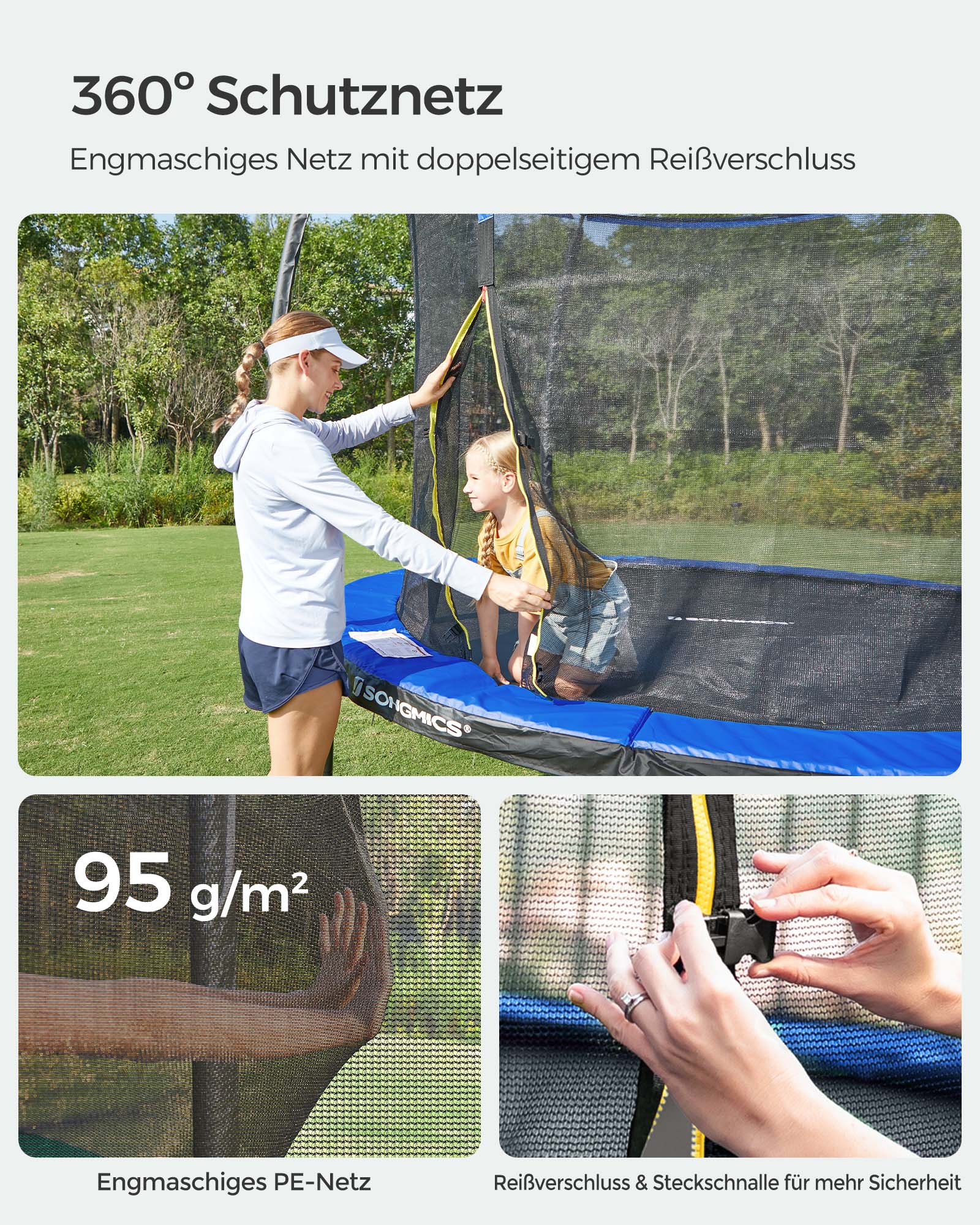 Trampolina ogrodowa z siatką Ø 366 cm z drabinką