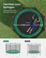 Trampolina ogrodowa 366 cm z siatką czarno-zielona
