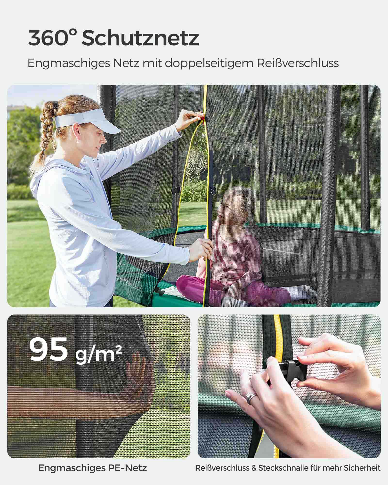 Trampolina ogrodowa 366 cm z siatką czarno-zielona