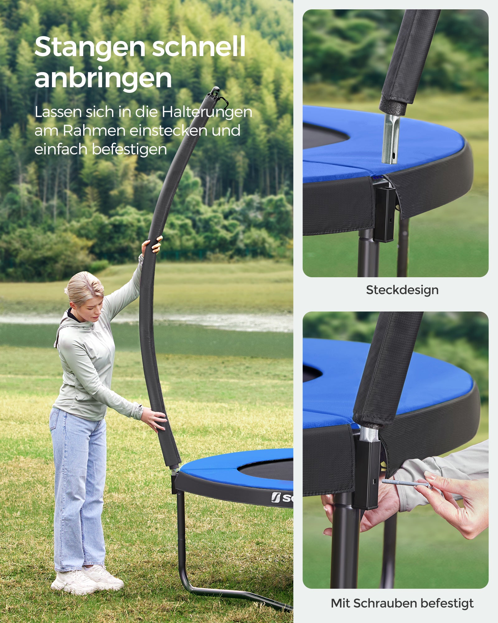 Trampolina ogrodowa Ø 427 cm z siatką czarno-niebieską