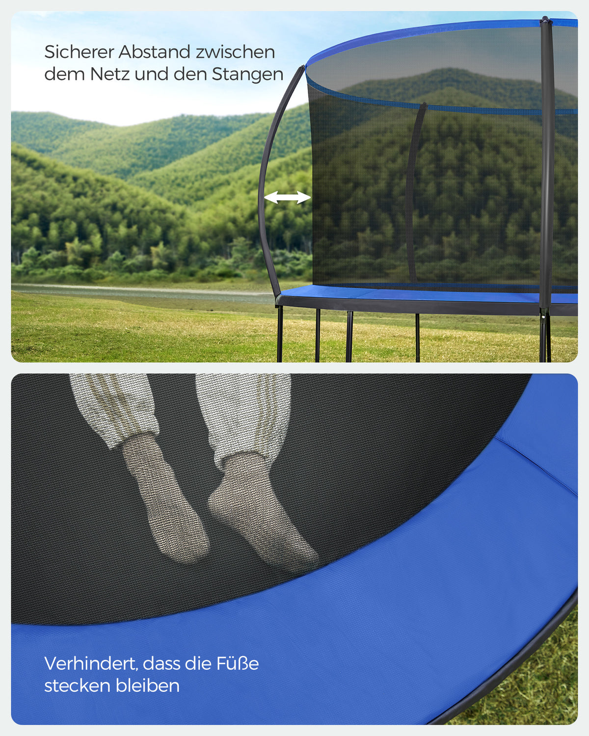 Trampolina ogrodowa Ø 427 cm z siatką czarno-niebieską