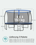 Trampolina ogrodowa Ø 427 cm z siatką czarno-niebieską