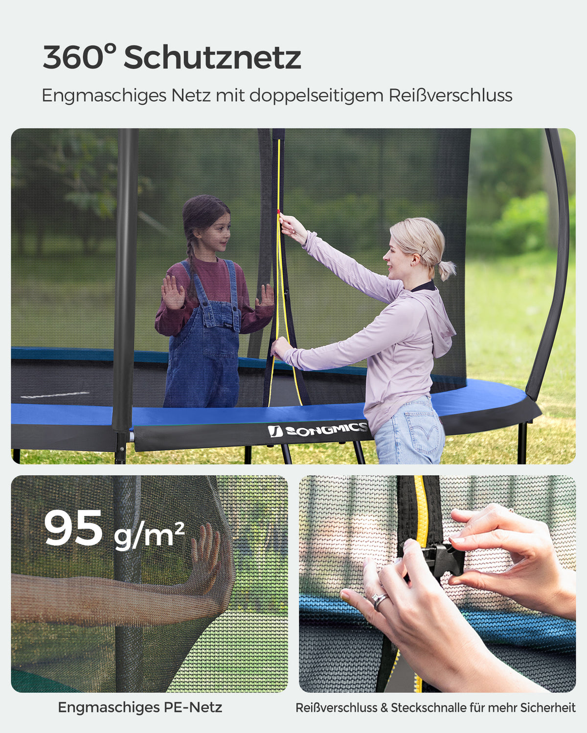 Trampolina ogrodowa Ø 427 cm z siatką czarno-niebieską