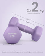 Zestaw hantli neoprenowych 2×2 kg fioletowe