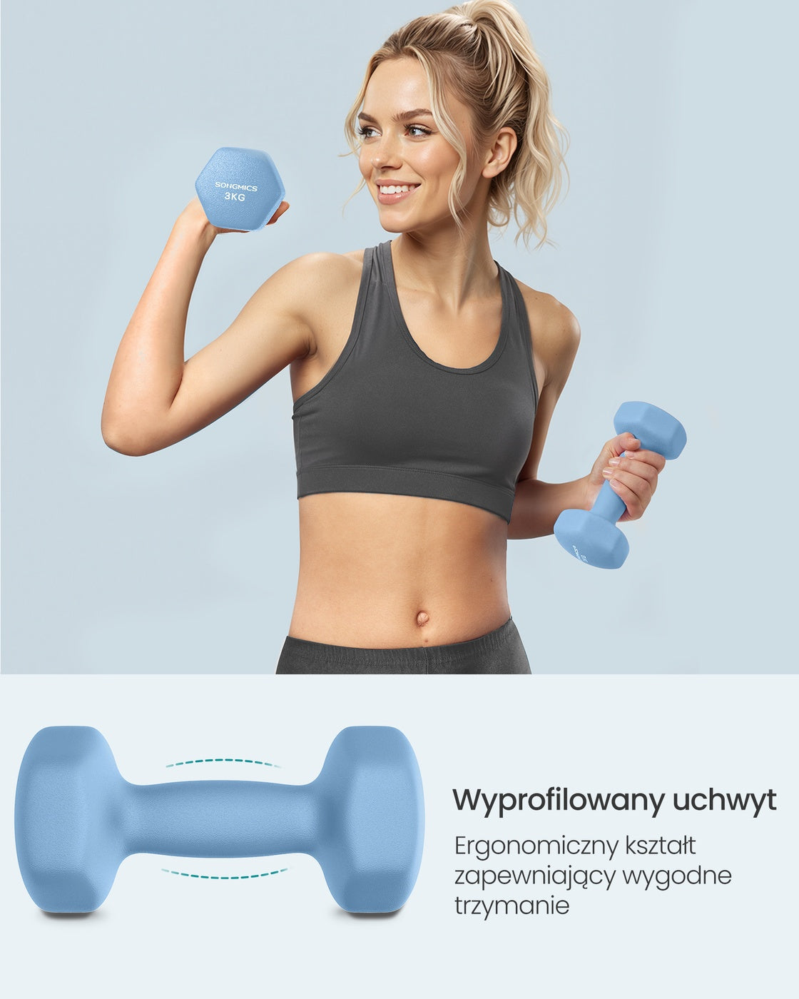 Zestaw hantli neoprenowych 2x3 kg niebieskie