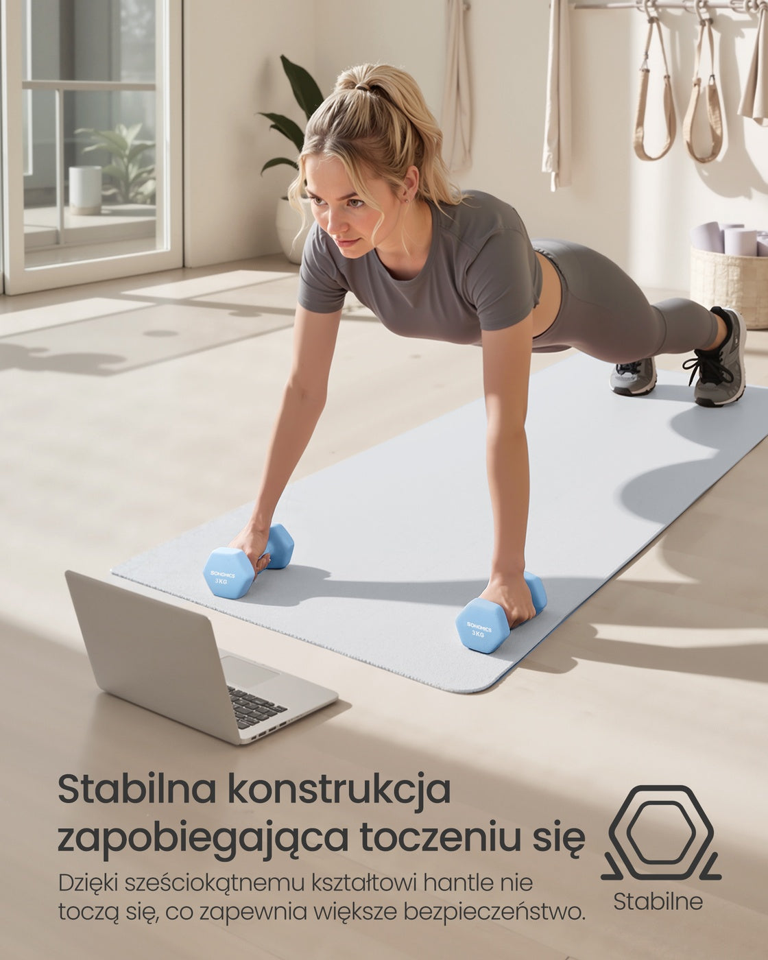 Zestaw hantli neoprenowych 2x3 kg niebieskie