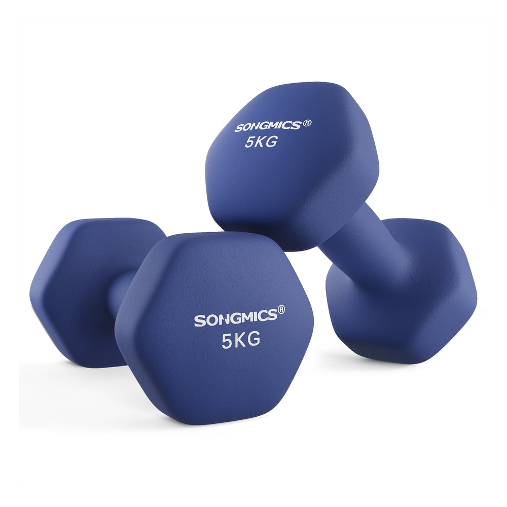 Zestaw hantli neoprenowych 2×5 kg granatowe
