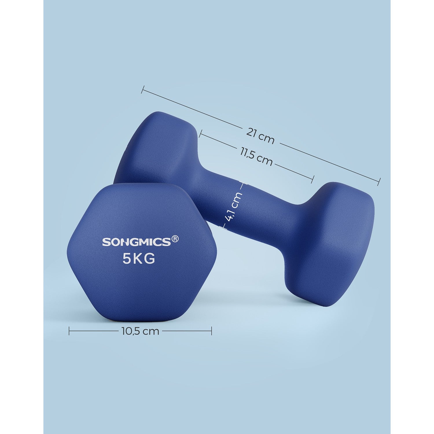 Zestaw hantli neoprenowych 2×5 kg granatowe
