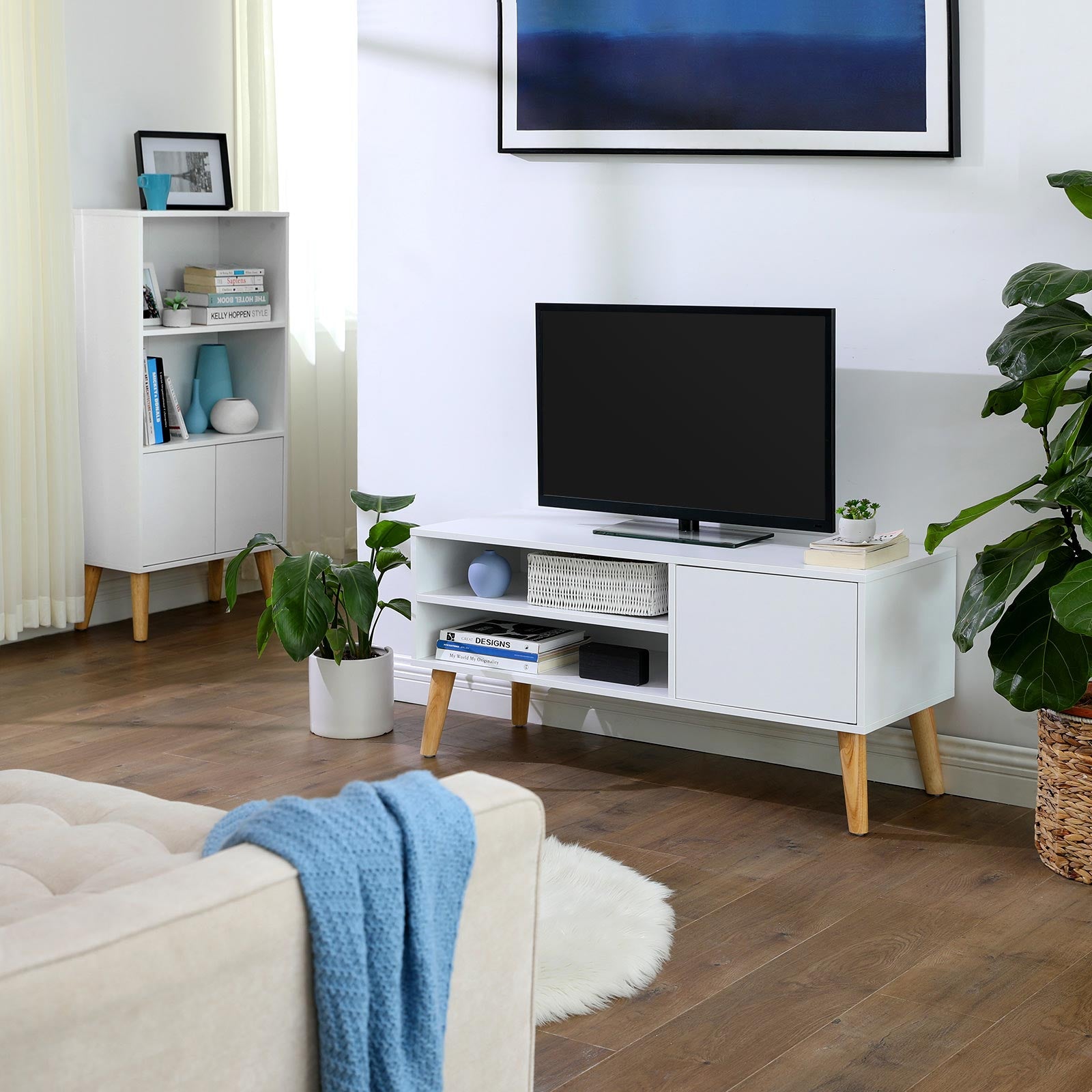 Szafka RTV, rustic white, 110 cm