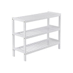 Biały bambusowy stojak na buty 3-poziomy 70x55x26 cm