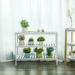 Biały bambusowy stojak na buty 3-poziomy 70x55x26 cm