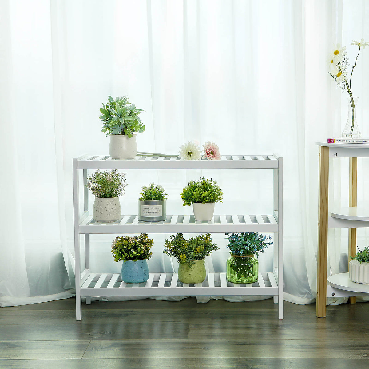 Biały bambusowy stojak na buty 3-poziomy 70x55x26 cm
