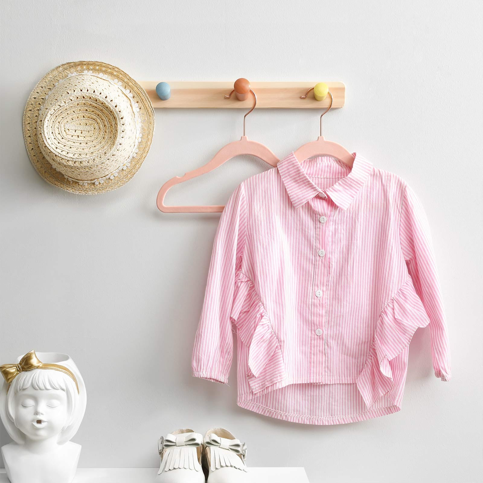 Wieszaki welurowe, coral pink