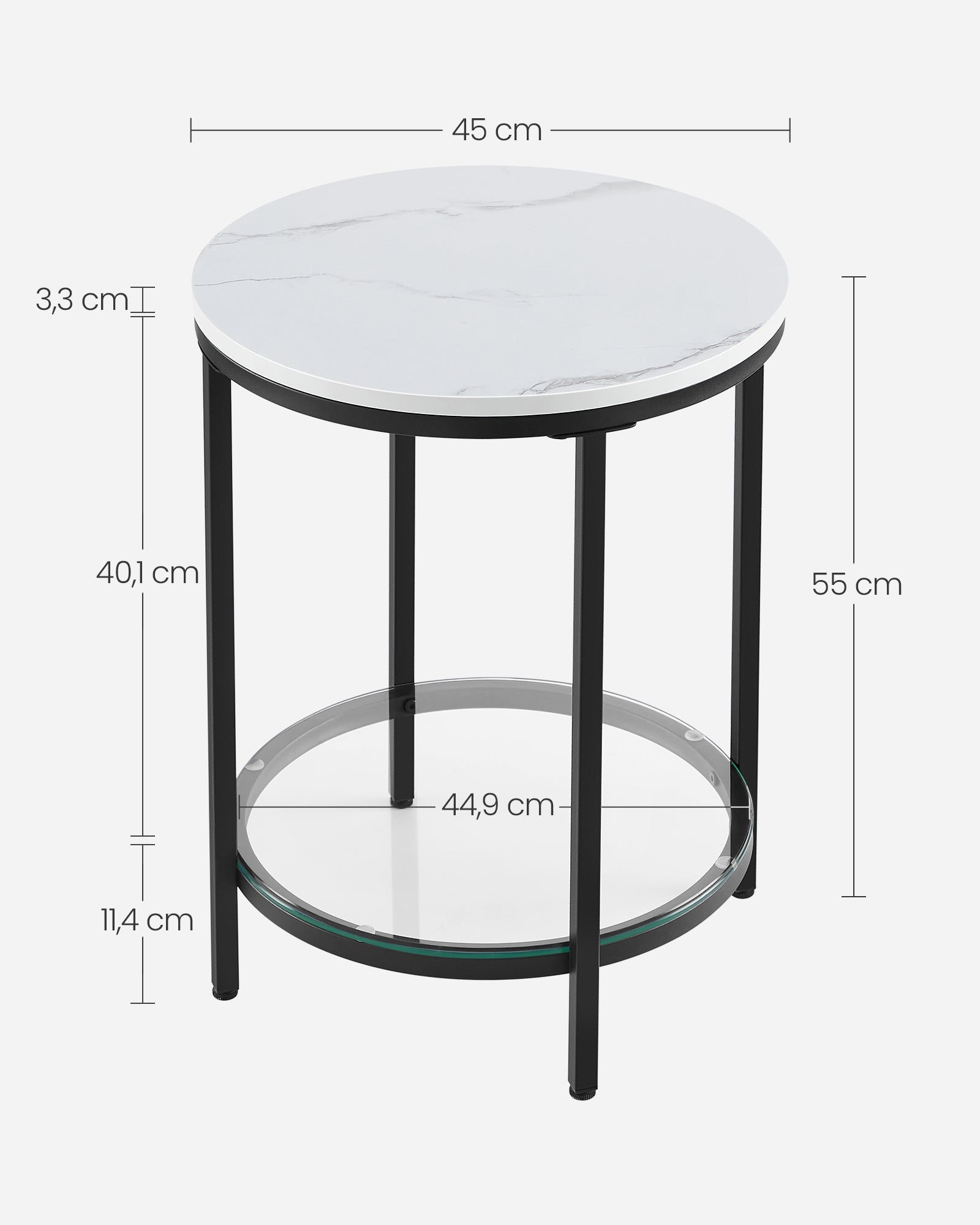 Stolik pomocniczy, marble white, 45 cm