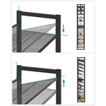 Modułowy regał na buty 12 półek, metalowy czarny 223 cm